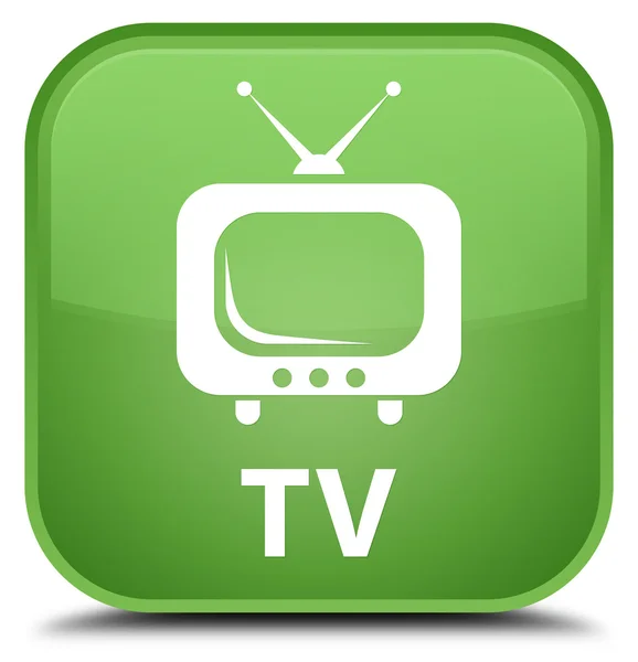 Tv 부드러운 녹색 사각형 버튼 — 스톡 사진