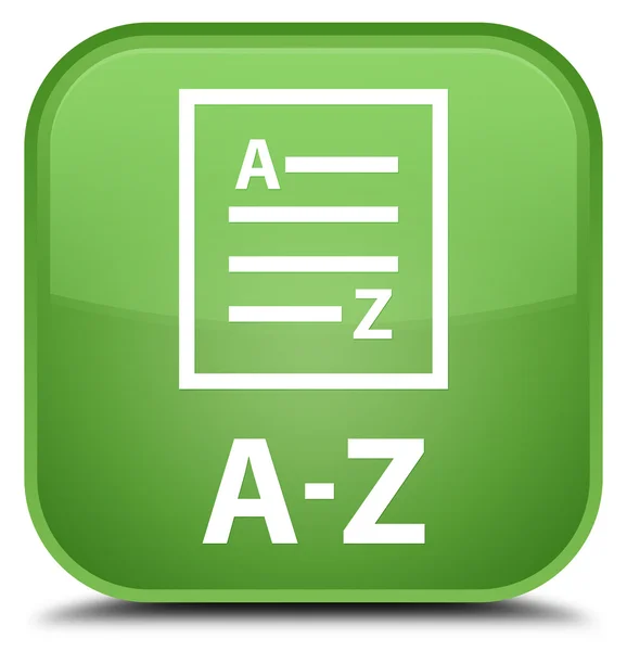 A-Z (icono de la página de lista) botón cuadrado verde suave — Foto de Stock