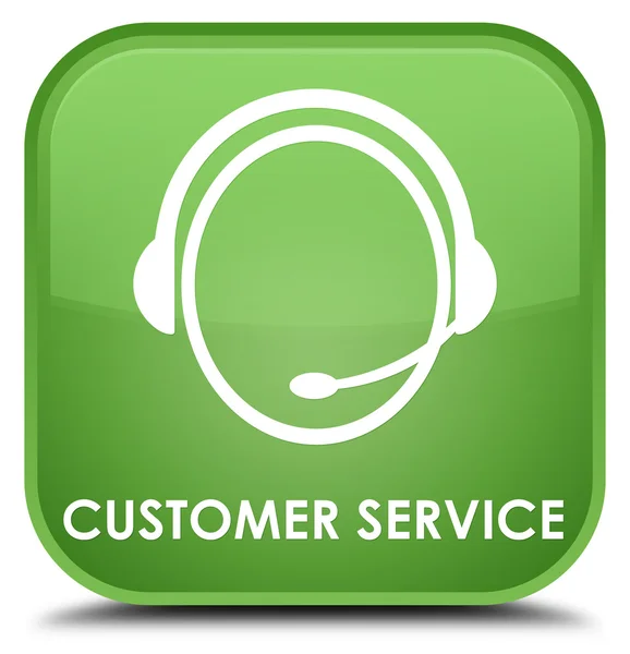 Customer service (customer care icon) soft green square button — Stock Photo, Image