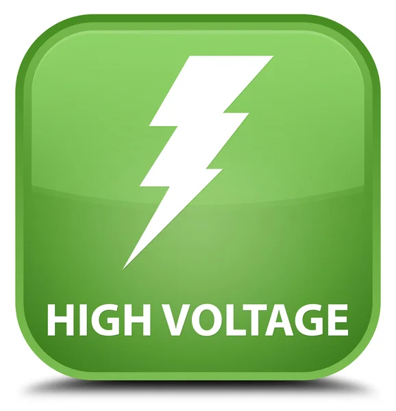 Hoogspanning (elektriciteit pictogram) zachte groene vierkante knop — Stockfoto