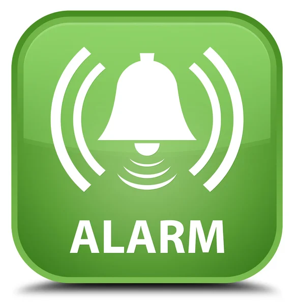 Alarm (harang ikon) puha zöld négyzet gomb — Stock Fotó