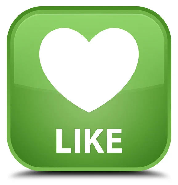 Like (heart icon) soft green square button — Stock Photo, Image