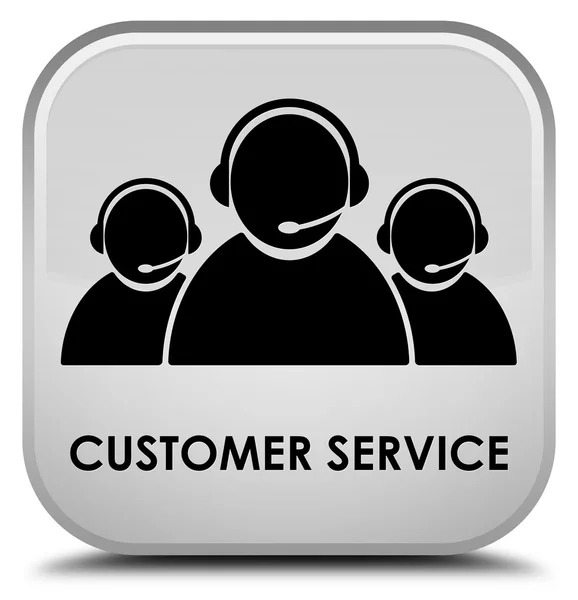 Servicio al cliente (icono del equipo) botón cuadrado blanco — Foto de Stock
