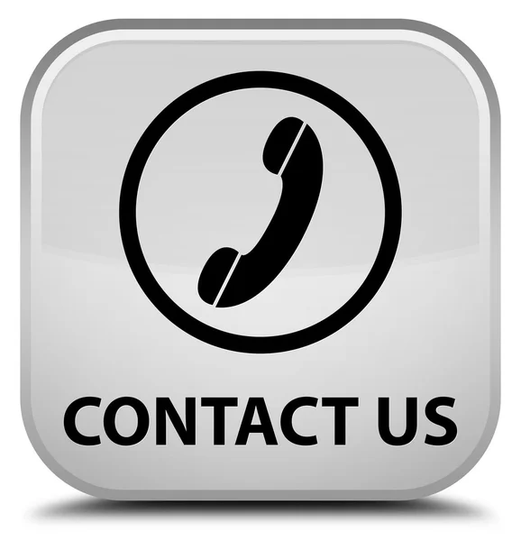 Skontaktuj się z nami (ikonę telefonu okrągłe granicy) biały przycisk kwadratowy — Zdjęcie stockowe