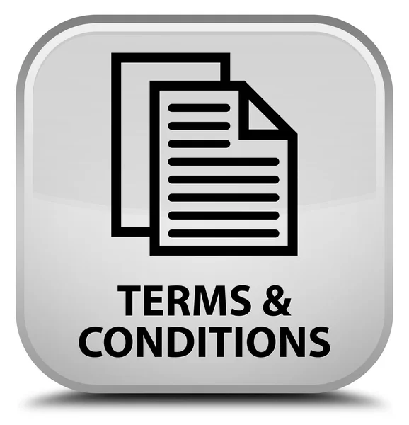 Terms and conditions (pages icon) white square button — Stock Photo, Image