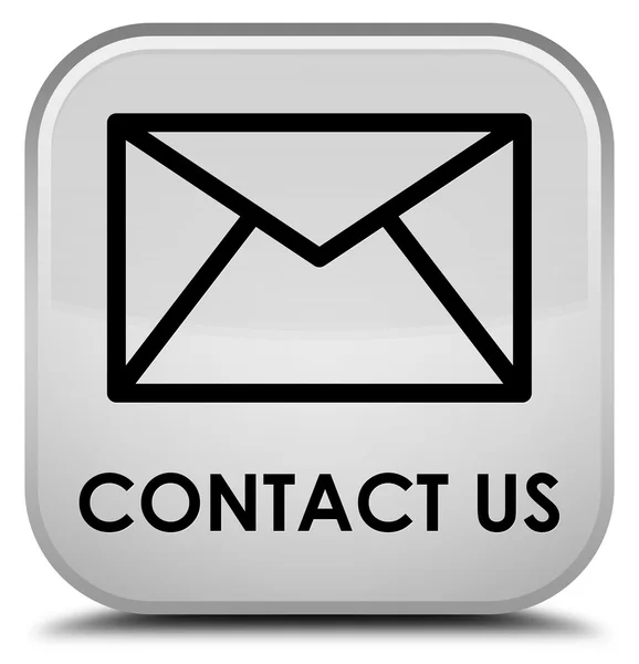 Kontakt (e-mail ikona) biały przycisk kwadratowy — Zdjęcie stockowe