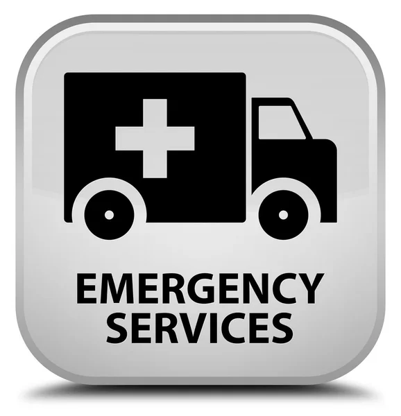 Emergency services white square button — Stock Photo, Image