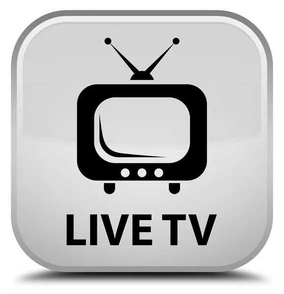 Live-TV weiße quadratische Taste — Stockfoto