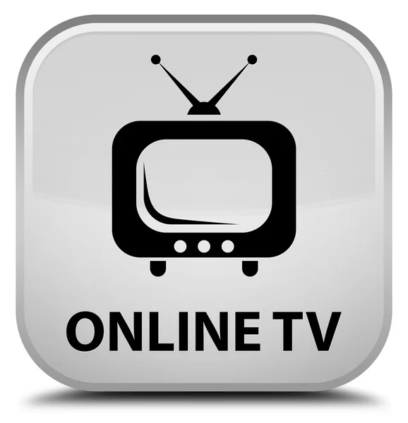 Online tv biały kwadratowy przycisk — Zdjęcie stockowe