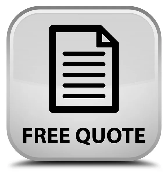 Free quote (page icon) white square button — Stock Photo, Image