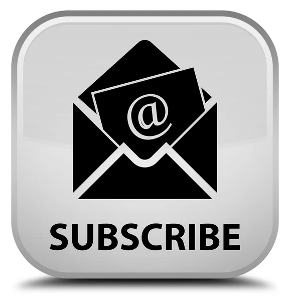 Abonnieren (Newsletter E-Mail-Symbol) weiße quadratische Taste — Stockfoto