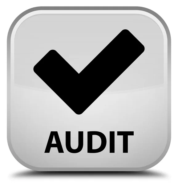 Auditoría (validar icono) botón cuadrado blanco — Foto de Stock