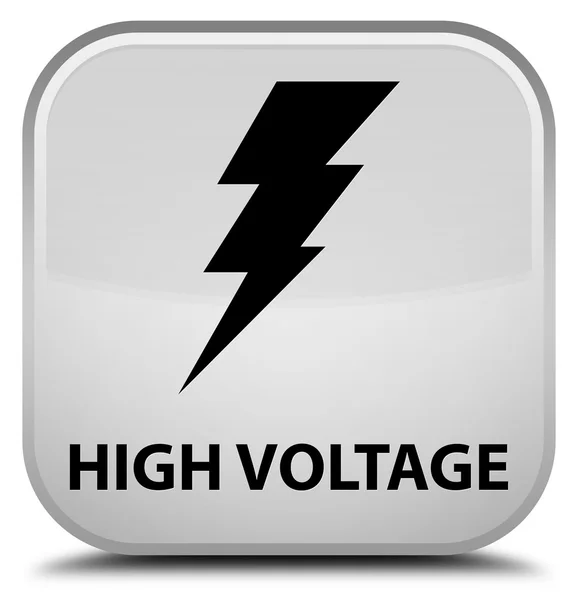 Botón cuadrado blanco de alto voltaje (icono de electricidad) —  Fotos de Stock