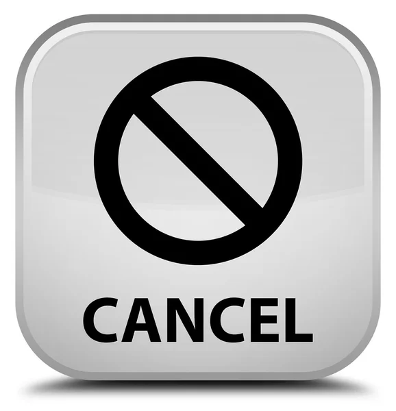 Cancelar (ícone de sinal de proibição) botão quadrado branco — Fotografia de Stock