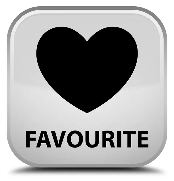 Favourite (heart icon) white square button — Stock Photo, Image