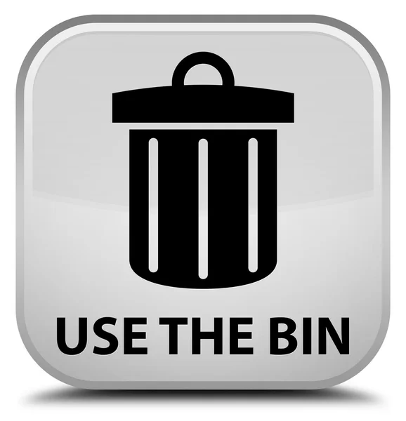 Gebruik de bin (prullenbakpictogram) witte vierkante knop — Stockfoto