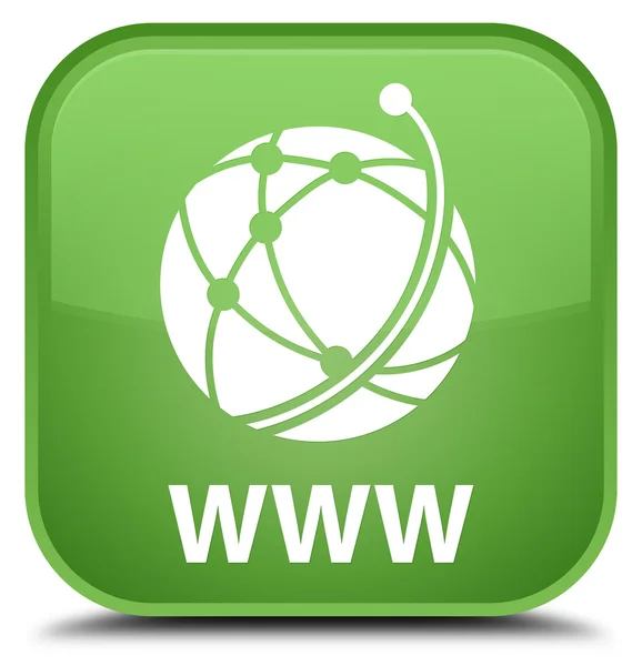 WWW (global network icon) soft green square button — Stock Photo, Image