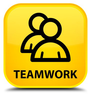 Ekip çalışması (grup simgesi) sarı kare düğme