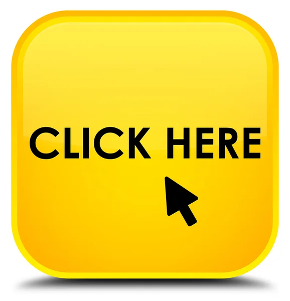 Haga clic aquí botón cuadrado amarillo —  Fotos de Stock