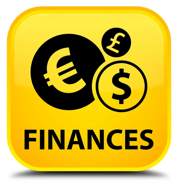 Finances (signe euro) bouton carré jaune — Photo