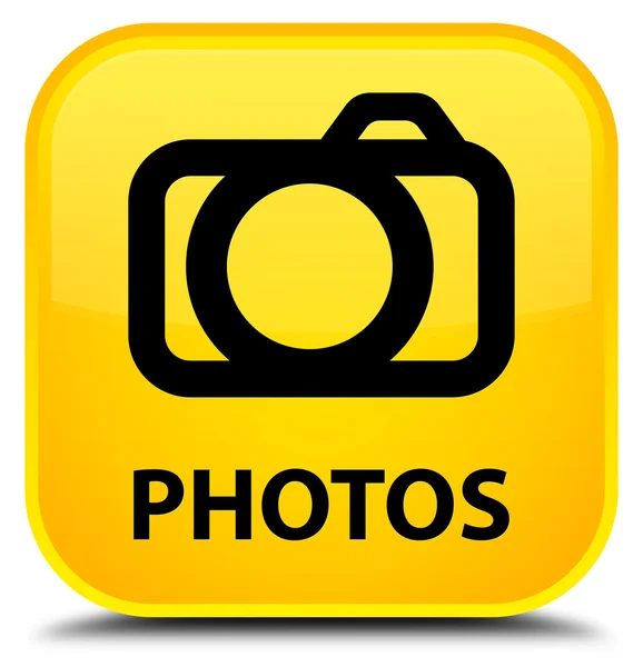 Photos (camera icon) yellow square button — Stock Photo, Image