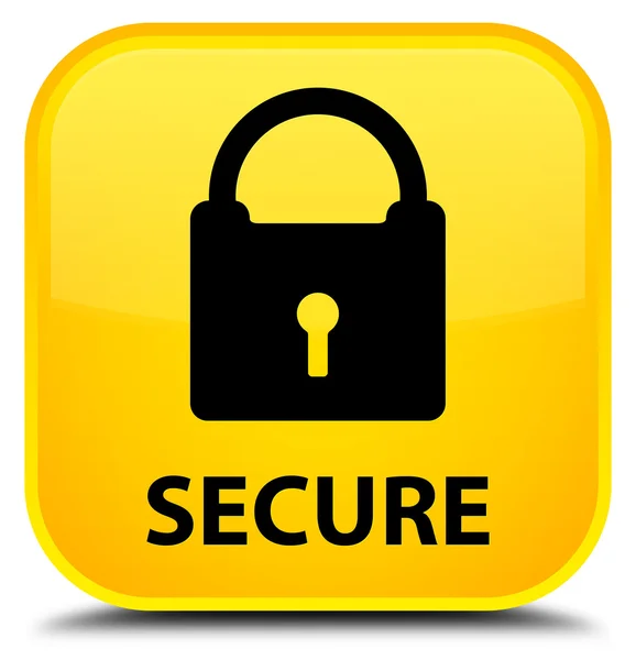 (南京錠のアイコン) をセキュリティで保護された黄色の正方形ボタン — ストック写真