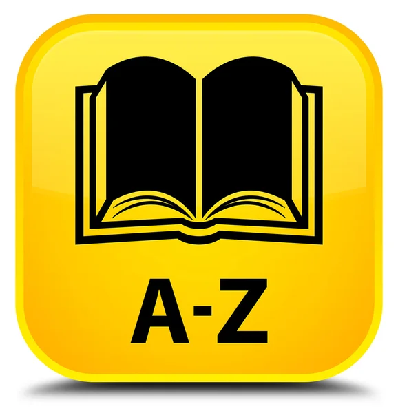 A-Z (значок книги) желтая квадратная кнопка — стоковое фото