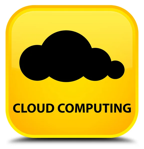 Cloud Computing gelber quadratischer Knopf — Stockfoto