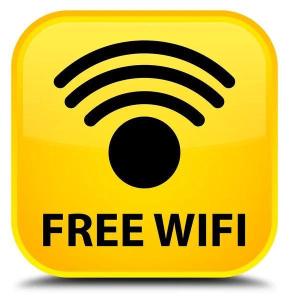 무료 wifi 노란색 사각형 버튼 — 스톡 사진