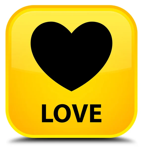 Love yellow square button — Stock Photo, Image