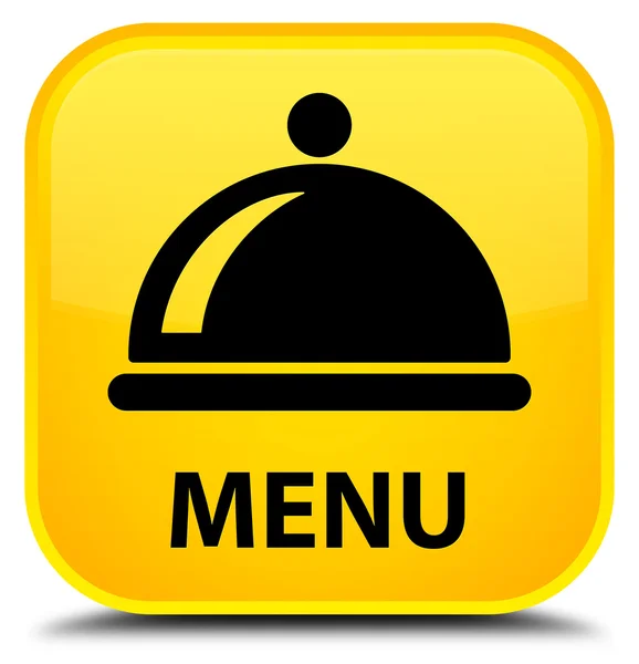 Menu (icona piatto alimentare) giallo tasto quadrato — Foto Stock