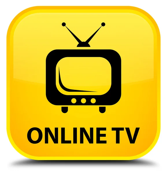 Online tv gelber quadratischer Knopf — Stockfoto