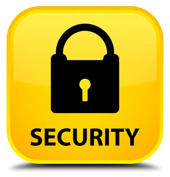 Sicurezza (icona del lucchetto) pulsante quadrato giallo — Foto Stock