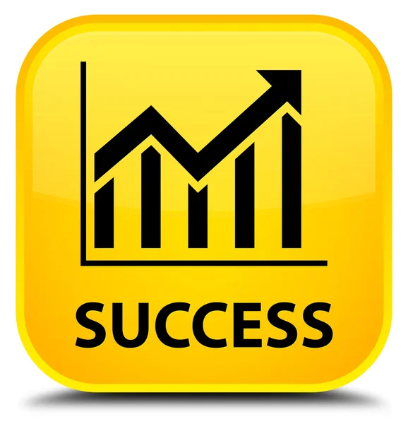 Επιτυχία (στατιστικές εικονίδιο) κίτρινο τετράγωνο κουμπί — Φωτογραφία Αρχείου