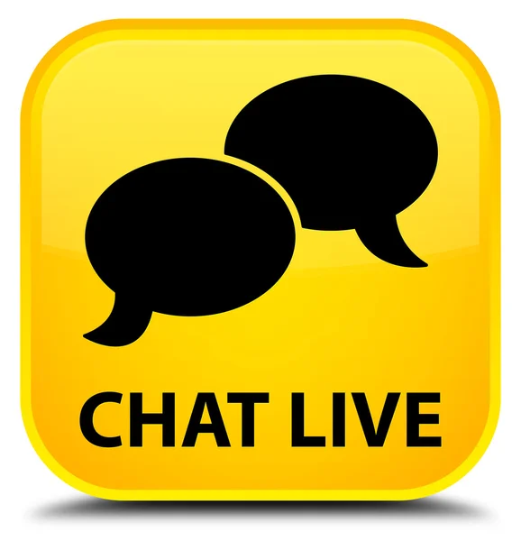 Chat en vivo amarillo botón cuadrado — Foto de Stock