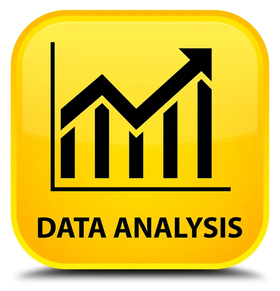 Analisis data (ikon statistik) tombol persegi kuning — Stok Foto