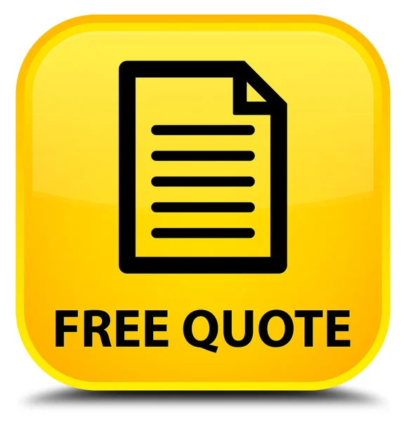 Free quote (page icon) yellow square button — Stock Photo, Image