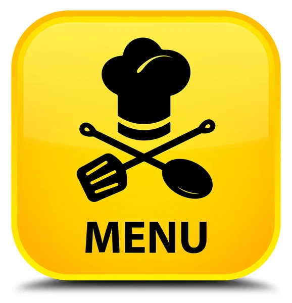 Menu (restaurant icon) yellow square button — Stock Photo, Image