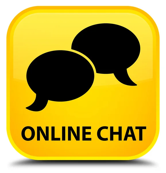 Online-Chat gelber quadratischer Knopf — Stockfoto