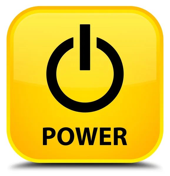 Bouton carré jaune Power — Photo