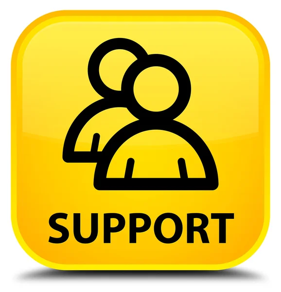 Suporte (ícone de grupo) botão quadrado amarelo — Fotografia de Stock