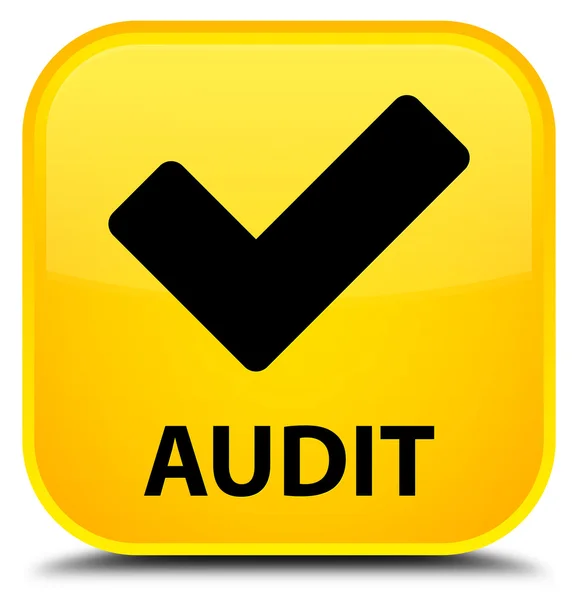 Audit (validate icon) yellow square button — Stock Photo, Image