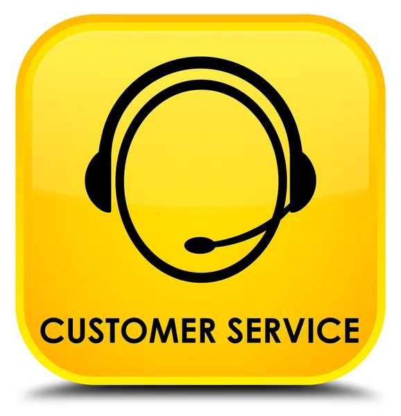 Zákazníkům služby (zákaznické péče ikonu) žlutá čtvercové tlačítko — Stock fotografie