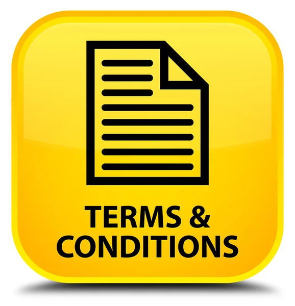 Términos y condiciones (icono de página) botón cuadrado amarillo — Foto de Stock