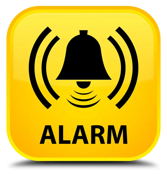 Alarm (Glockensymbol) gelber quadratischer Knopf — Stockfoto