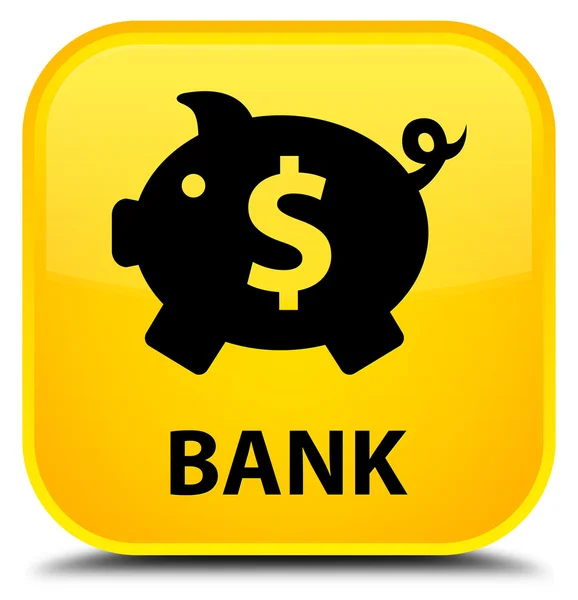 Banco (caja de cerdo signo de dólar) botón cuadrado amarillo —  Fotos de Stock