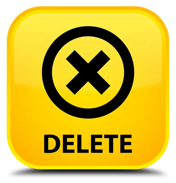 Excluir botão quadrado amarelo — Fotografia de Stock