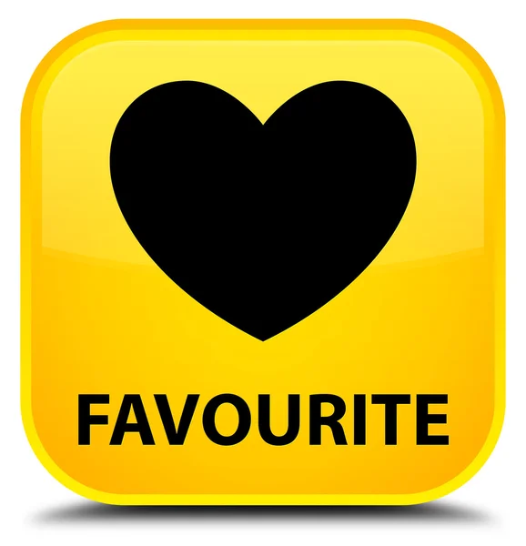 Favourite (heart icon) yellow square button — Stock Photo, Image