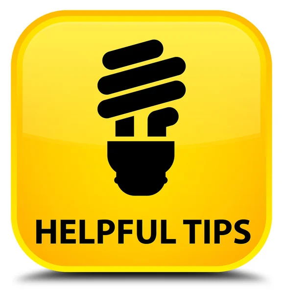 Χρήσιμες συμβουλές (εικονίδιο λάμπας) κίτρινο τετράγωνο κουμπί — Φωτογραφία Αρχείου
