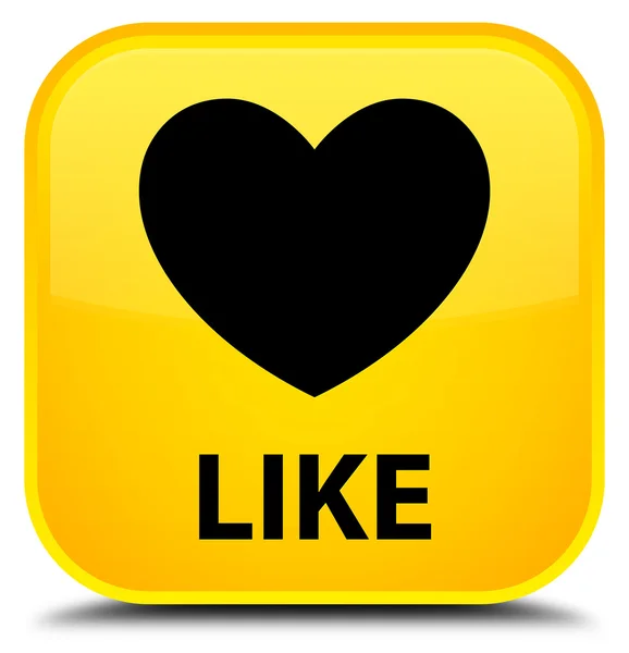 Jako (srdce ikony) žlutá čtvercové tlačítko — Stock fotografie